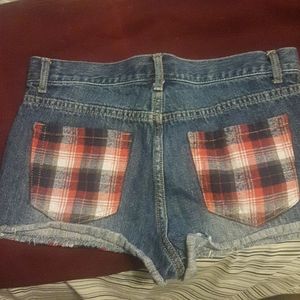 Forever 21 Americana plaid denim shorts